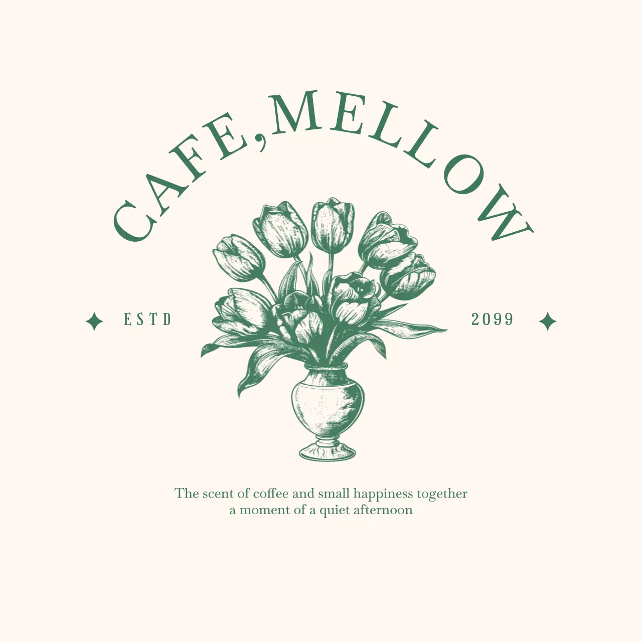 アイボリー クラシック カフェ ロゴ カフェ