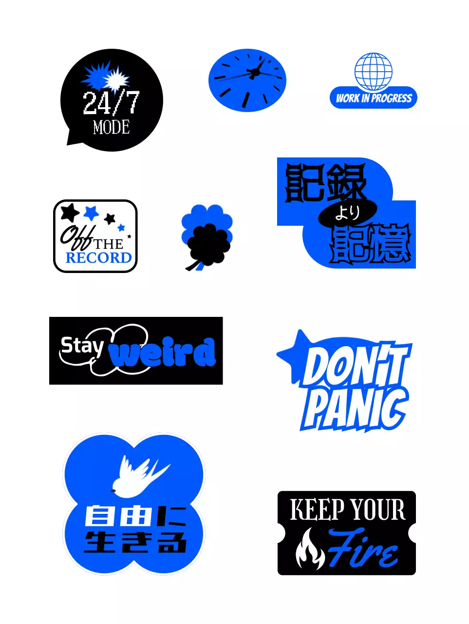 ブルー 自由形 ステッカー ポップ