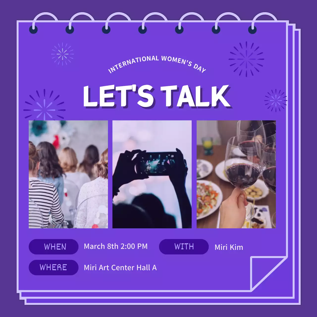 Purple Illustration of women of different racesPromote International Women's Day