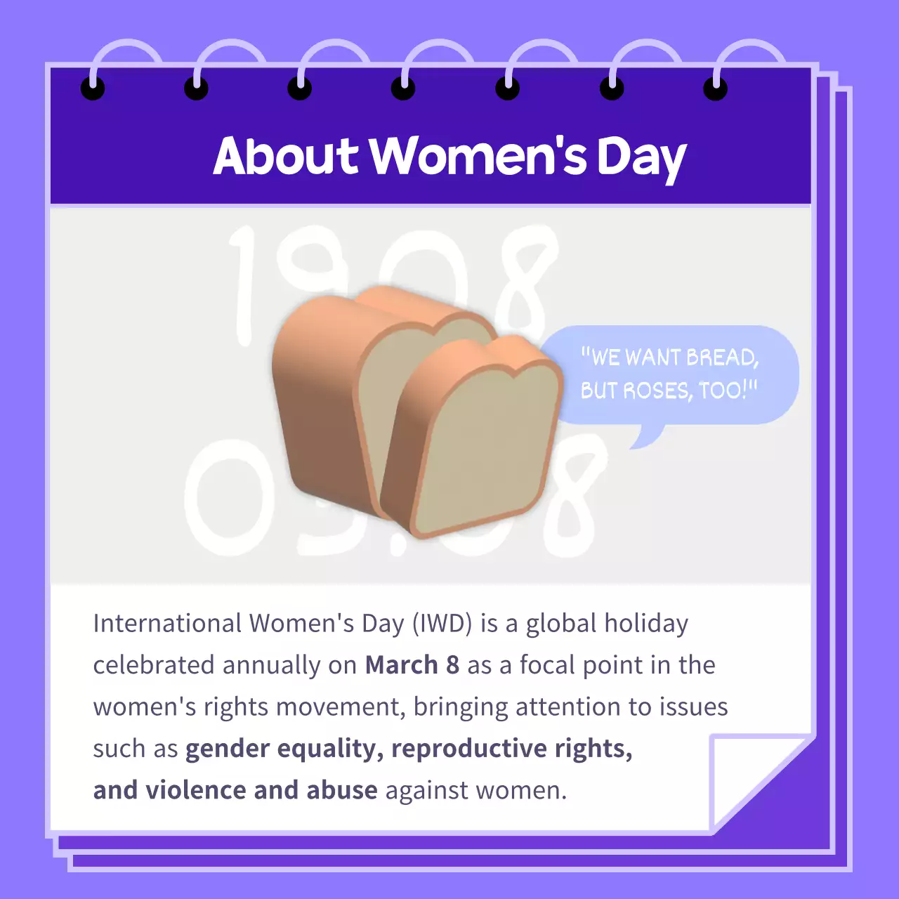 Purple Illustration of women of different racesPromote International Women's Day