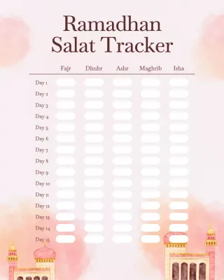 Jadwal perencana doa tradisional berwarna merah muda