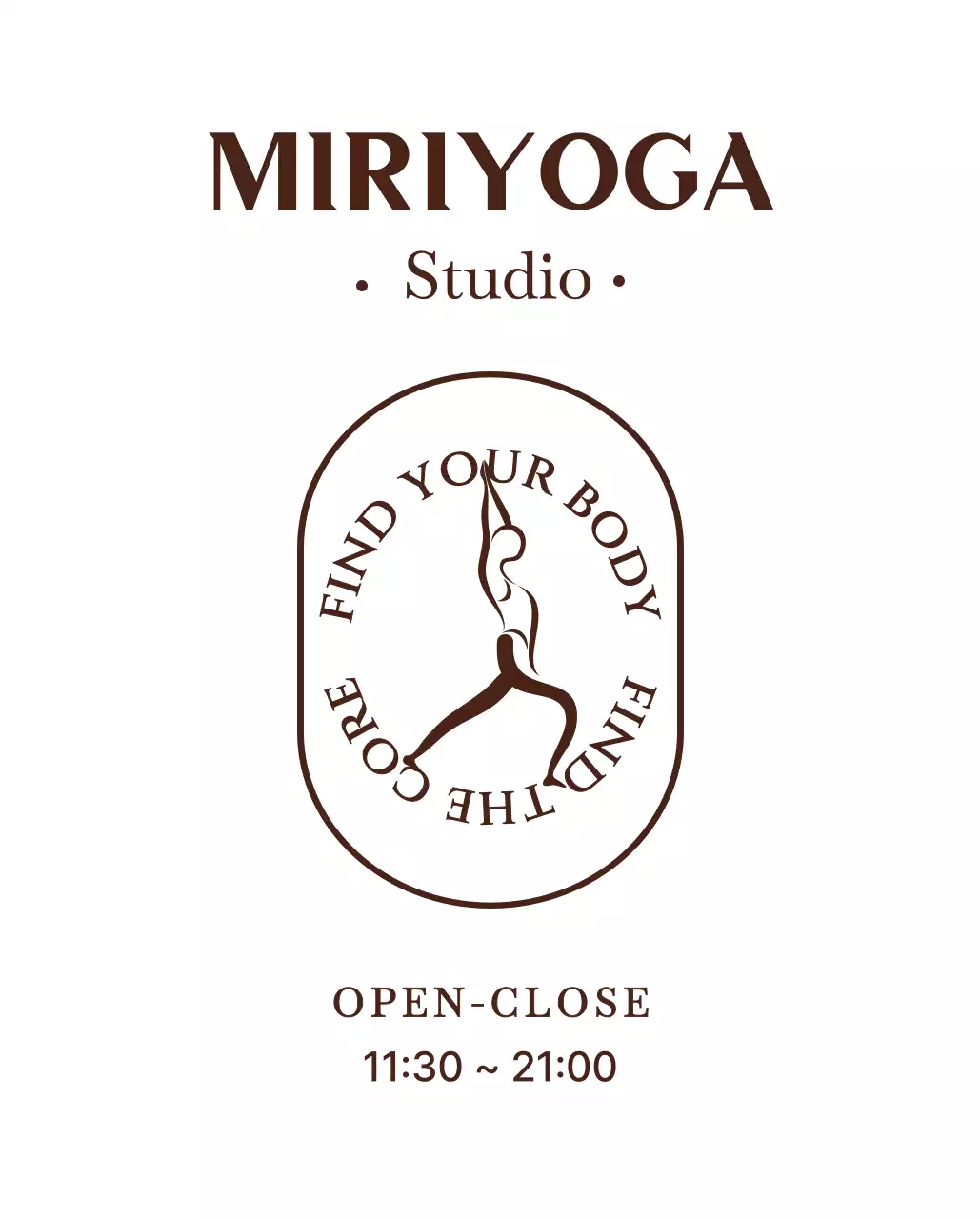 일러스트를 사용한 요가 스튜디오 오픈 클로즈 시간 안내판