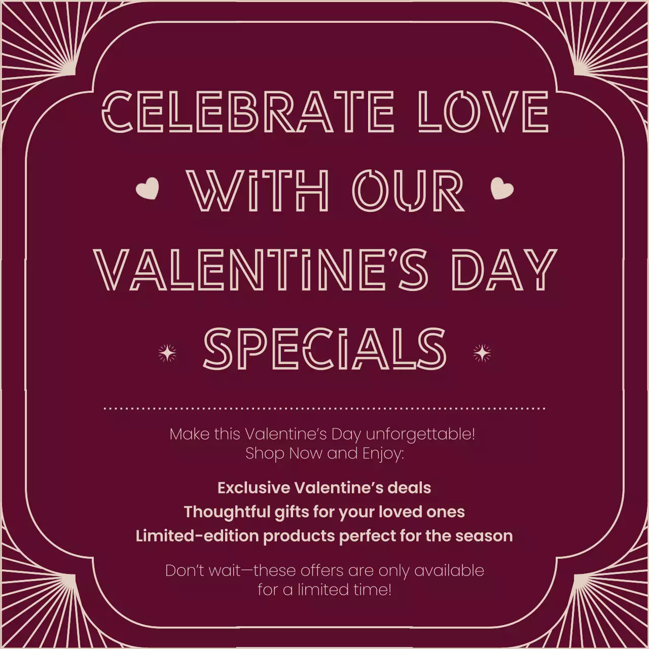 Maroon Vintage Valentine's Promotion Social Media Post