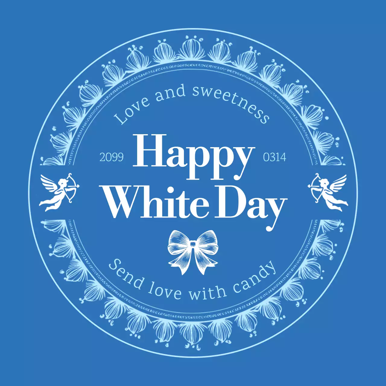 青アンティーク ホワイトデー ステッカー