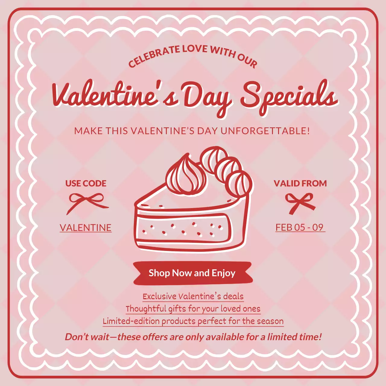 Pink Retro Valentine's Promotion Social Media Post