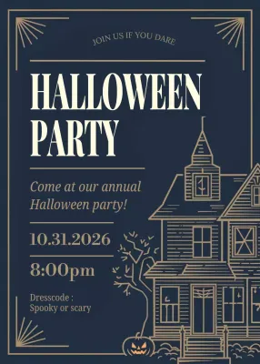 Navy Vintage Halloween Invitation