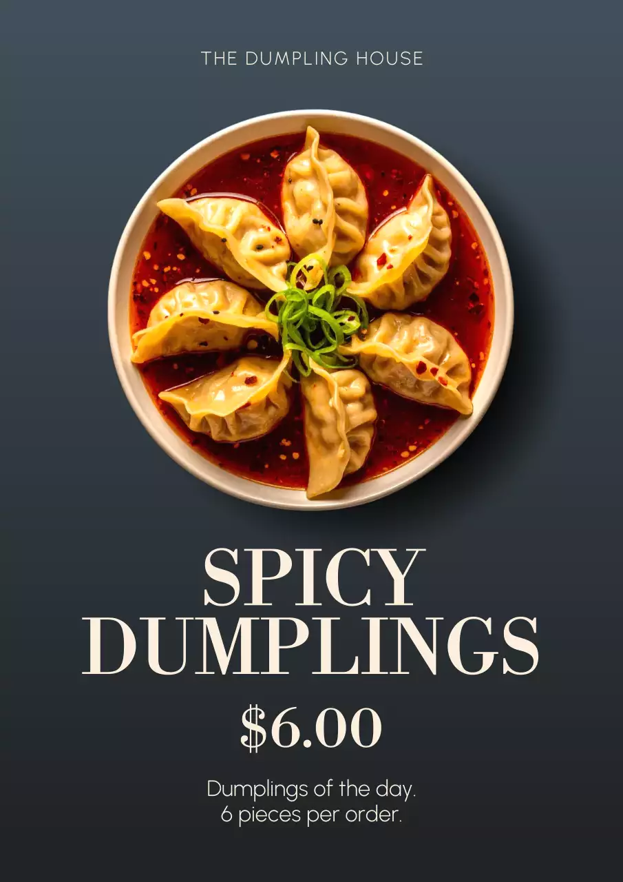 Beige Modern Dumplings Menu Poster