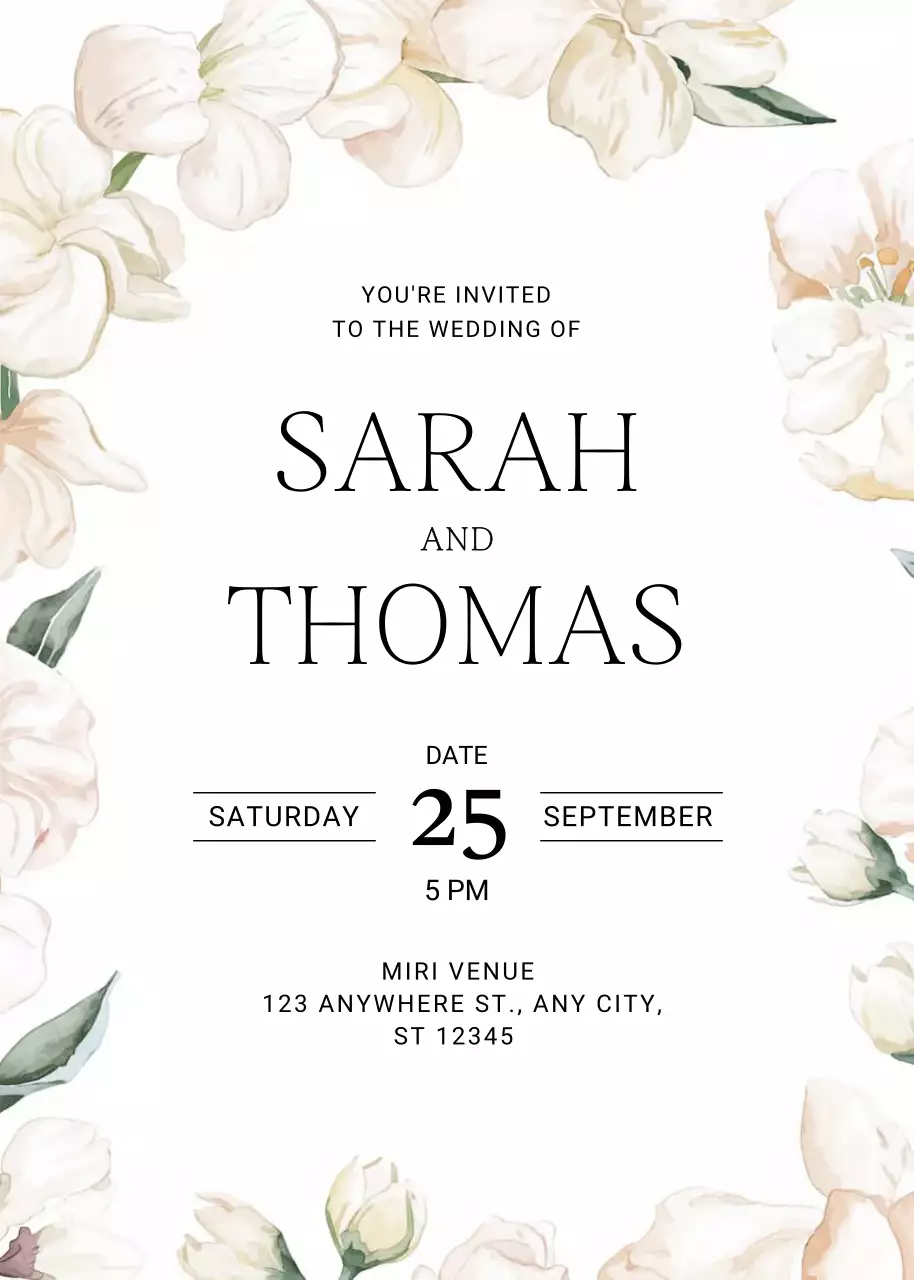 lời mời đám cưới màu trắng thanh lịch