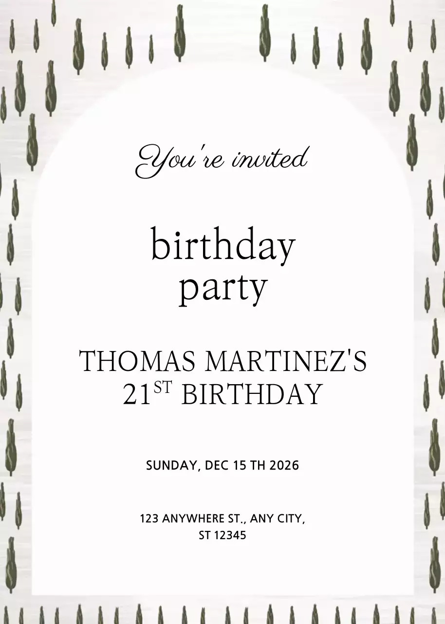 Thiệp mời sinh nhật Green Rustic