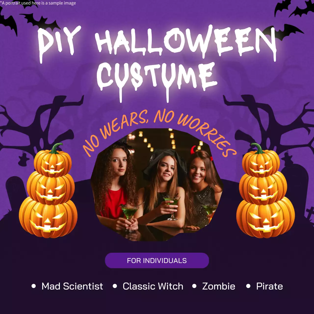 Purple Retro Halloween Promotion Social Media Post