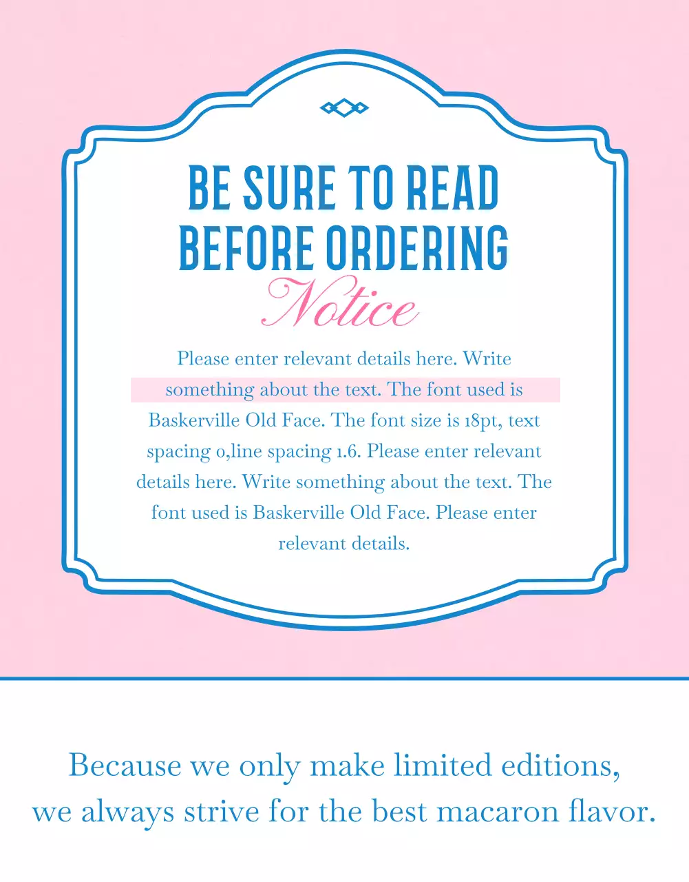 Sell macarons with pink, vintage decorations