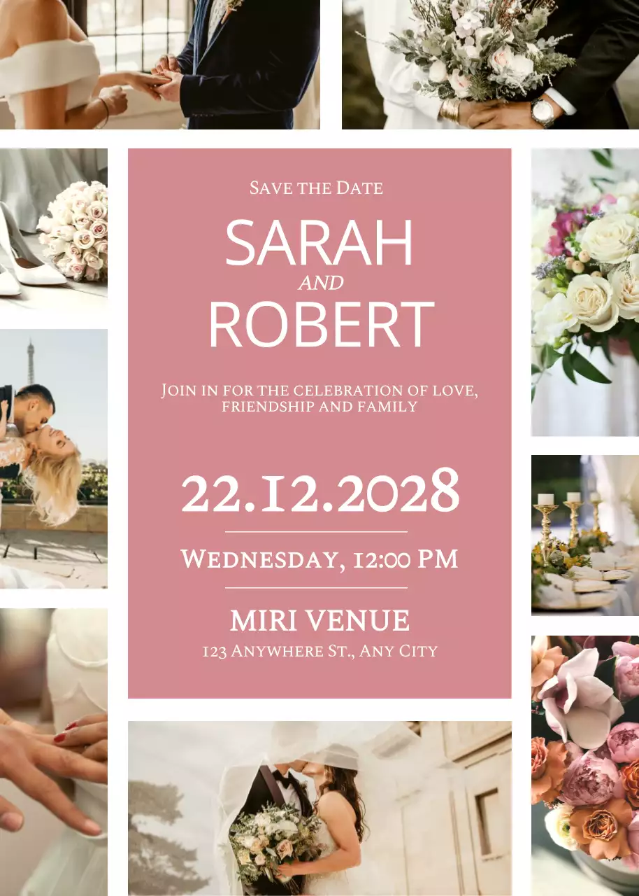 Pink Classic Wedding Invitation
