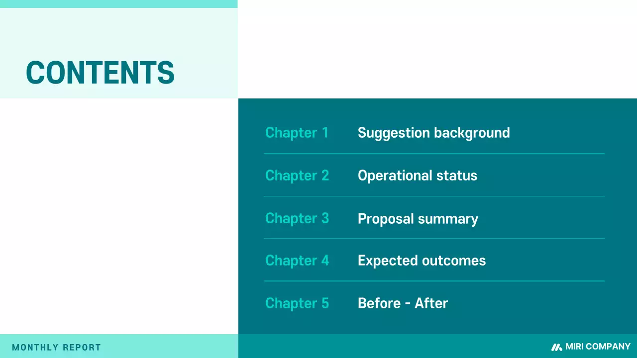 A clean project proposal using mint colors