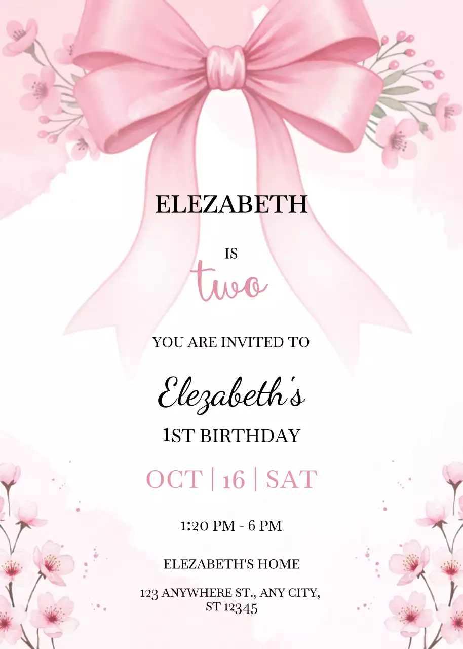 핑크 아기자기한 생일 초대장