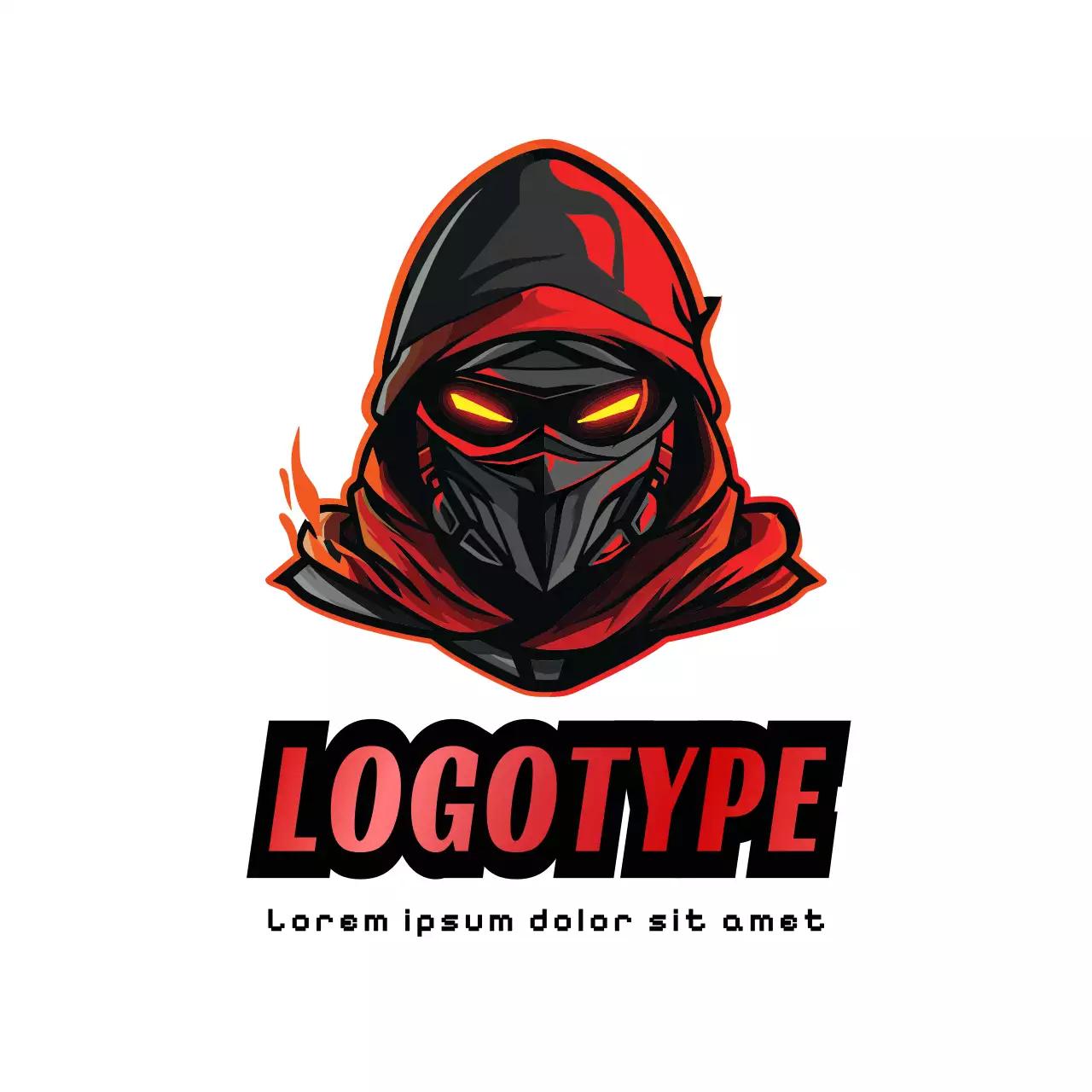 Red Cyber Character Logo