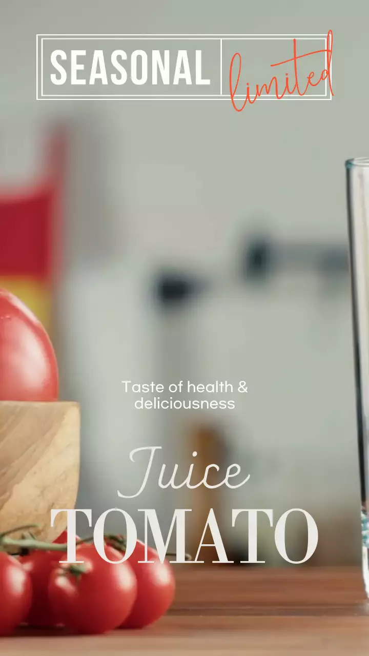 흰색의 모던하고 심플한 토마토쥬스 메뉴 광고