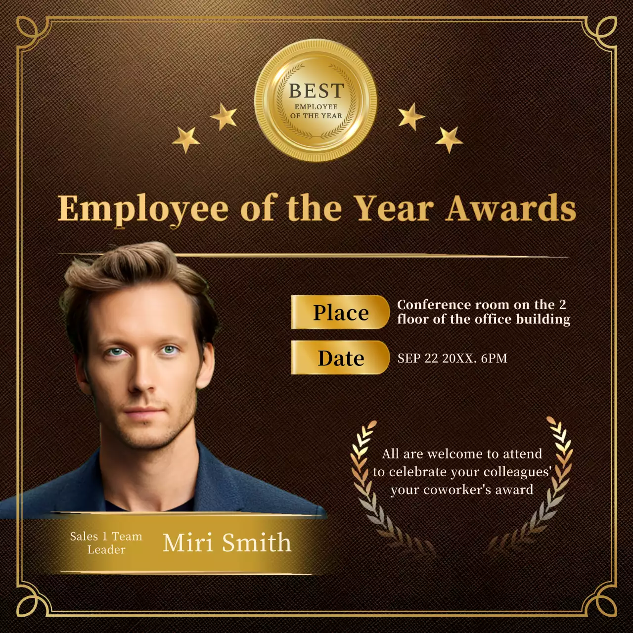 Brown Elegant Awards Invitation Social Media Post