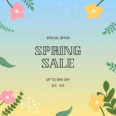 하늘색 아기자기한 봄 세일 프로모션