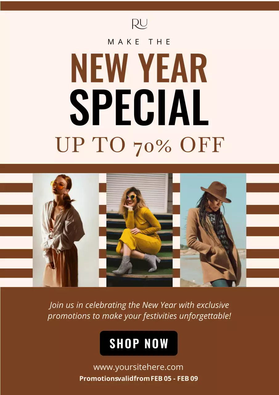 Brown Trendy Fashion Promotion Poster