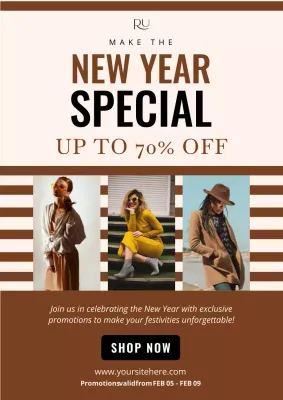 Brown Trendy Fashion Promotion Poster