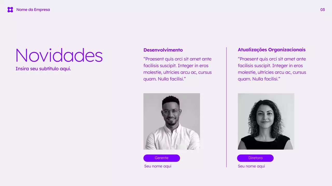 Apresentação de Negócios Moderna Roxa