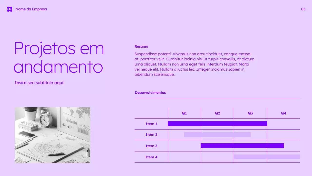 Apresentação de Negócios Moderna Roxa