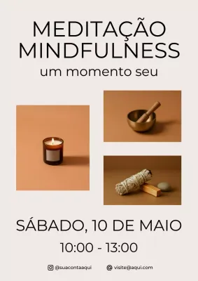 Pôster bege minimalista para evento de meditação