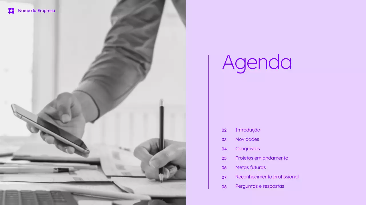 Apresentação de Negócios Moderna Roxa