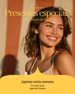 Postagem no Instagram sobre promoção de beleza elegante em amarelo