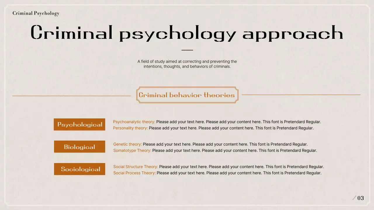 Trình bày hồ sơ tâm lý tội phạm cổ điển màu đen và màu be