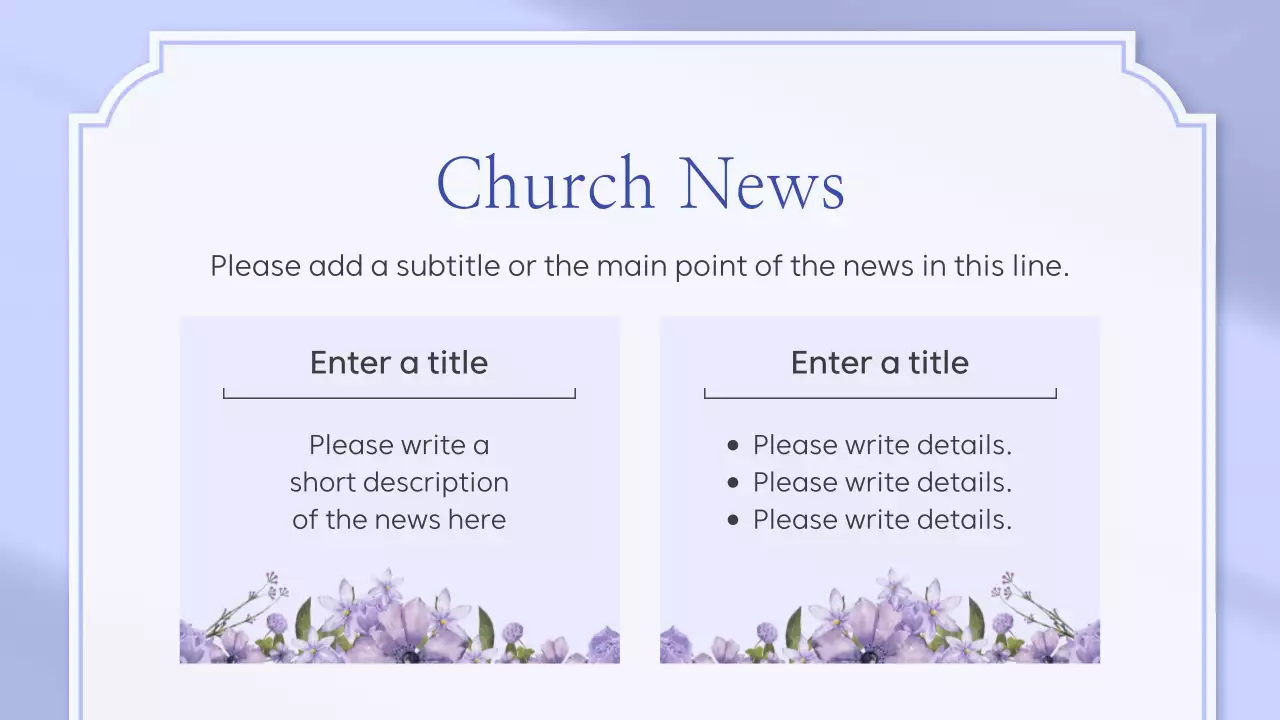 Bài thuyết trình thông báo của Nhà thờ Purple Elegant