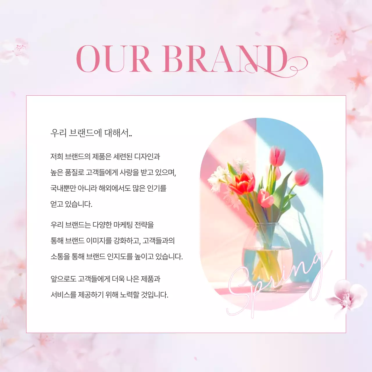 핑크색의 깔끔한 봄 벚꽃 브랜드 마케팅 홍보