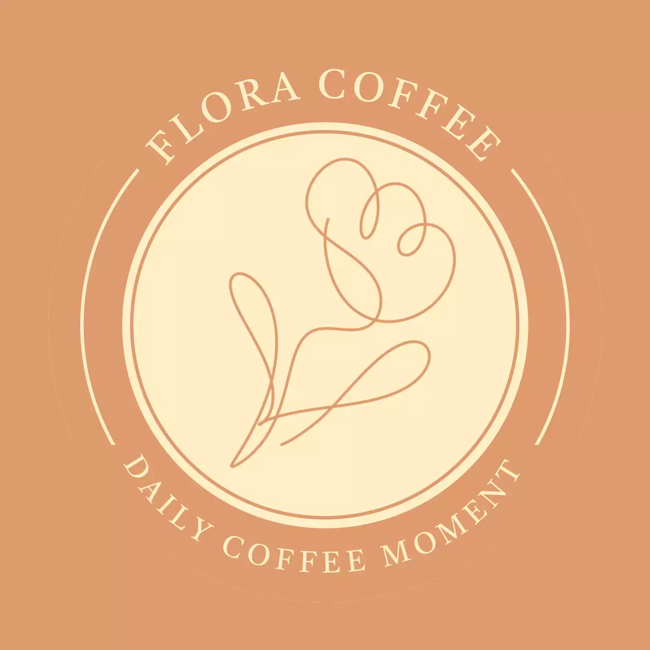 ベージュ シンプル コーヒー ロゴ イラストテキスト