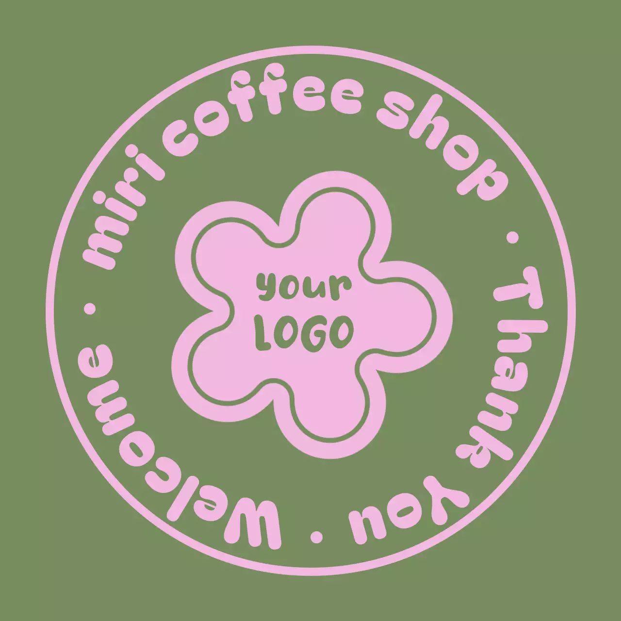 ピンク かわいい コーヒーショップ ロゴ イラストテキスト