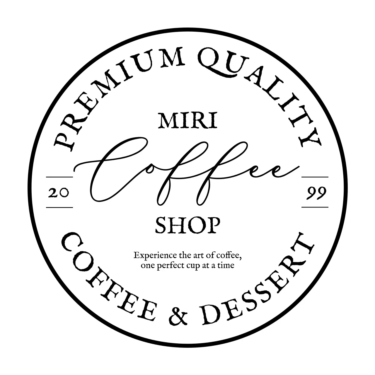 白黒 クラシック コーヒー ロゴ テキスト