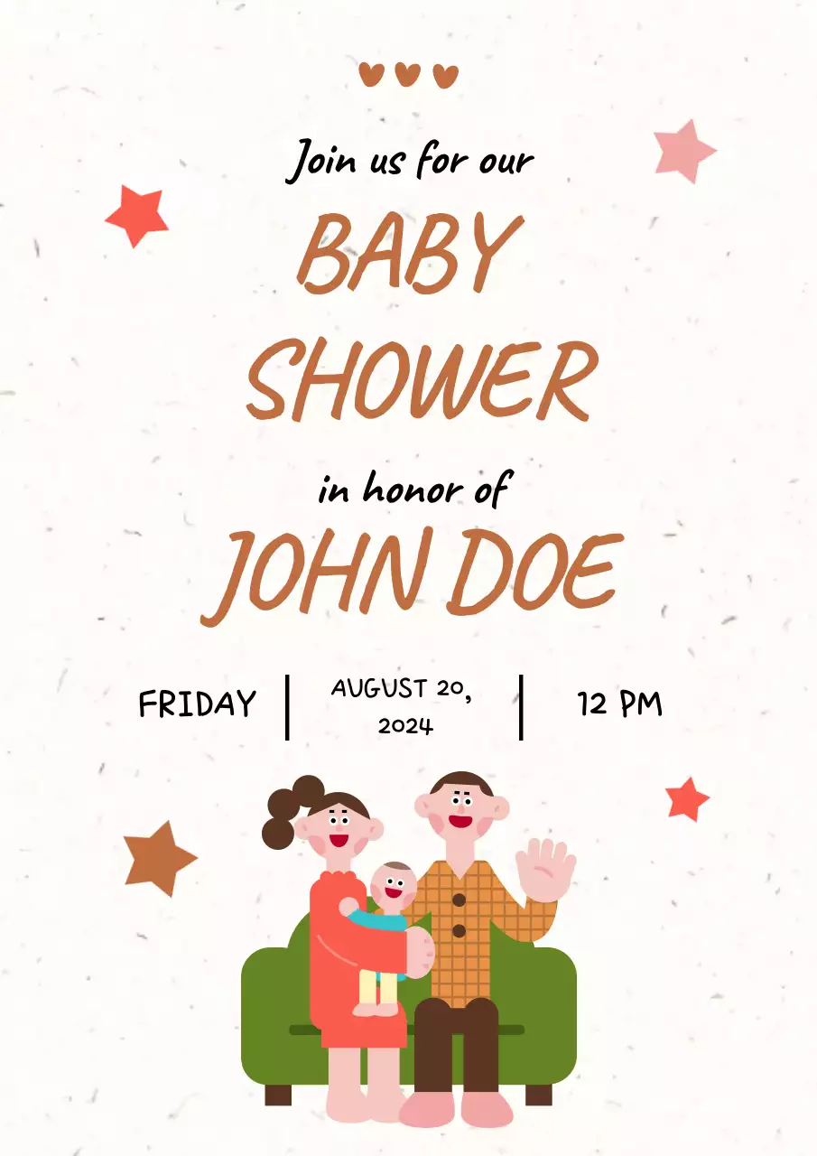 Beige Simple Baby Invitation Poster
