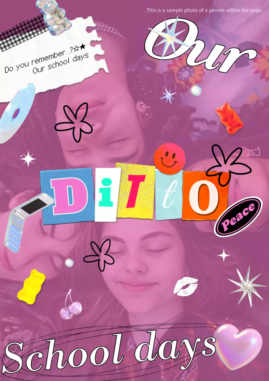 분홍색 테마 키치한 y2k 스타일 아트웍