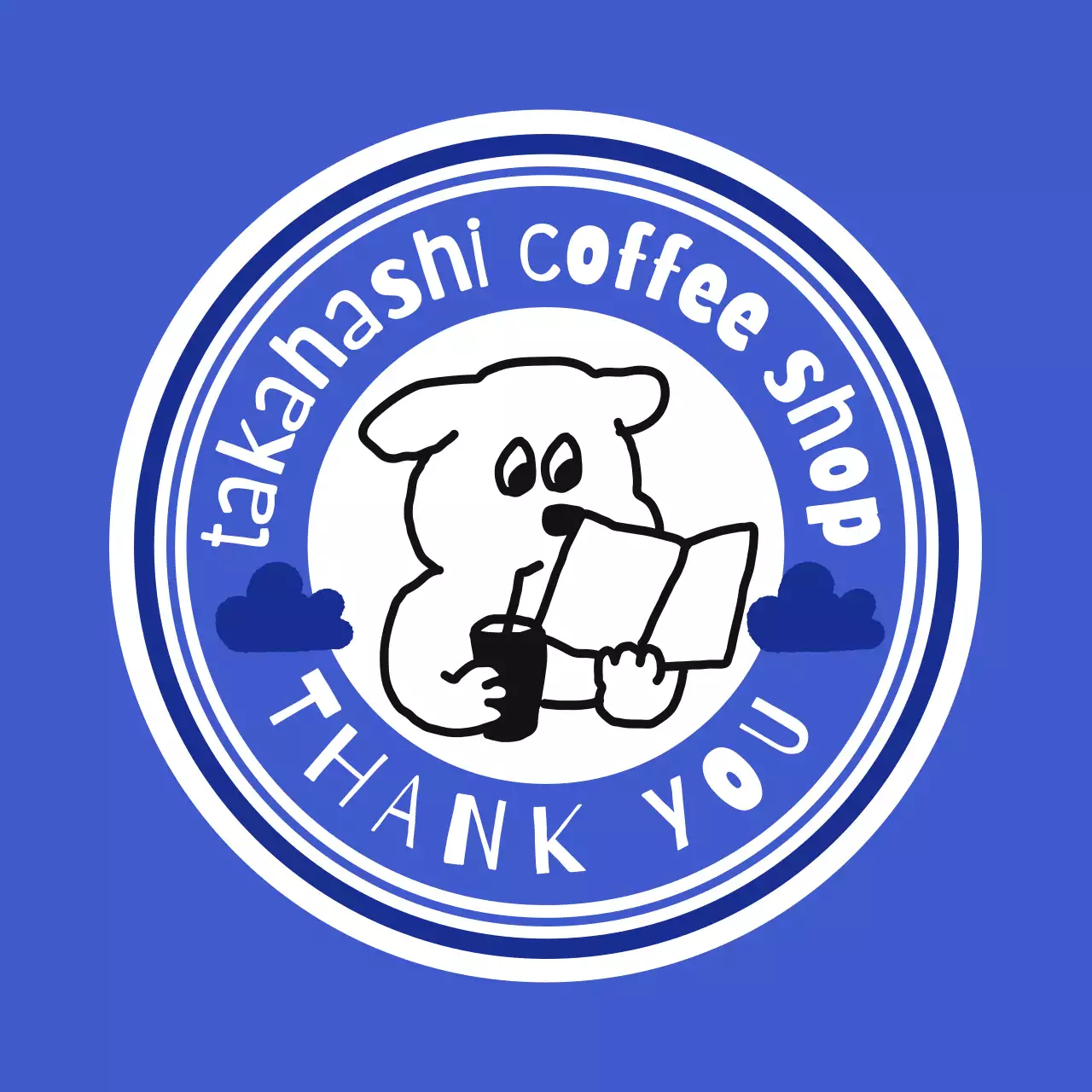 青 かわいい コーヒー ロゴ キャラクター