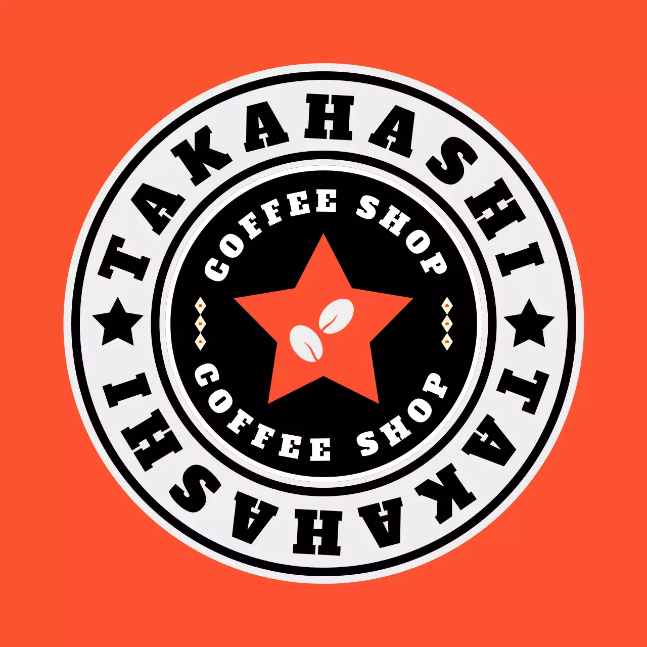 オレンジ シンプル コーヒー ロゴ テキスト