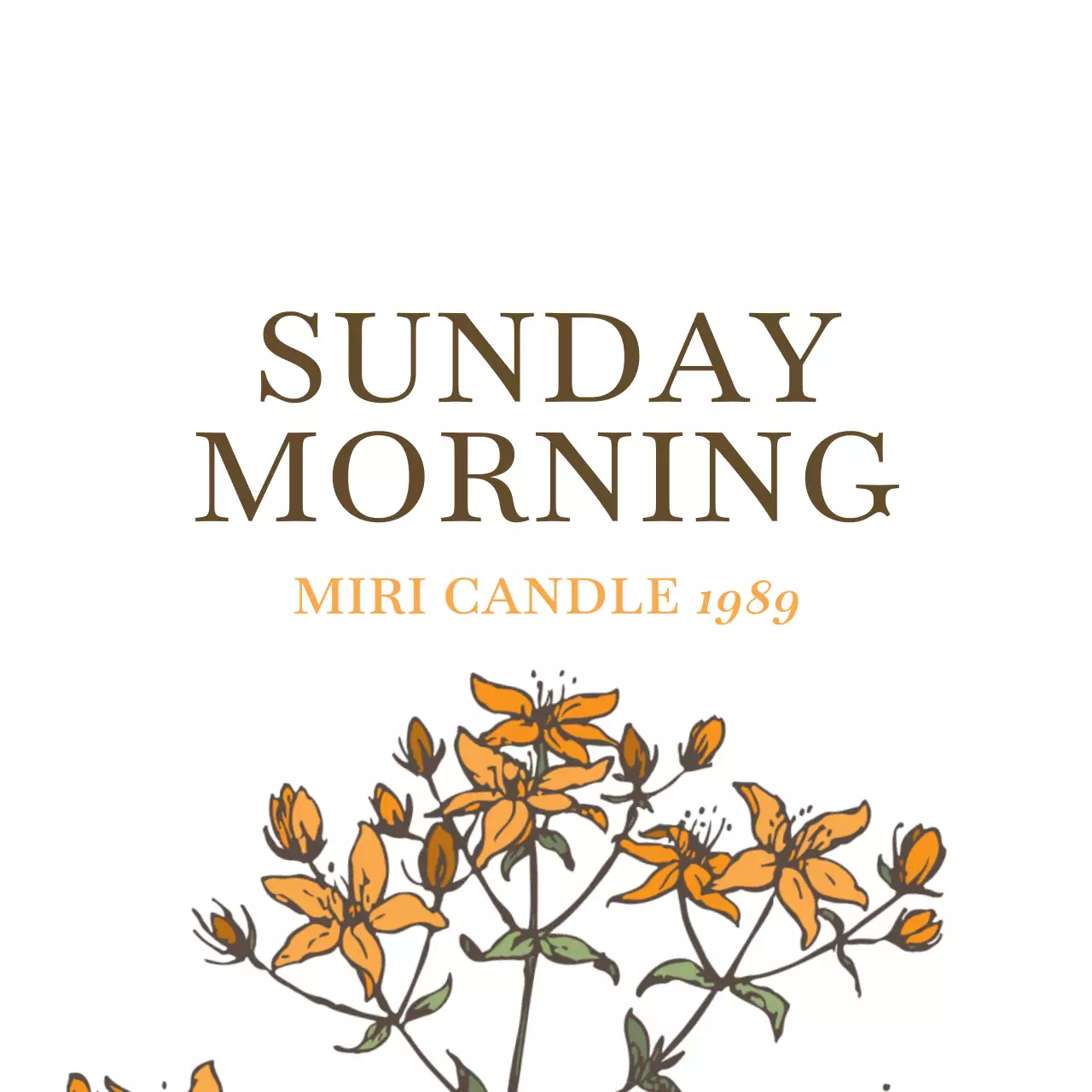 黄色と茶色の花と植物の絵が描かれたシンプルなキャンドル 商品説明用