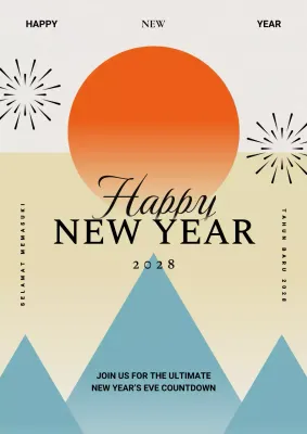 Orange Modern New Year Event Poster