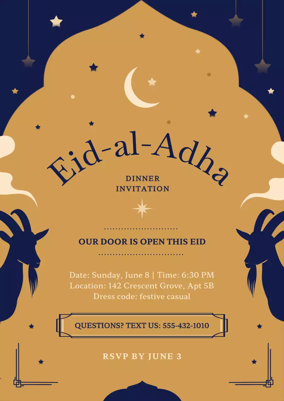 Navy Traditional Eid Invitation Poster