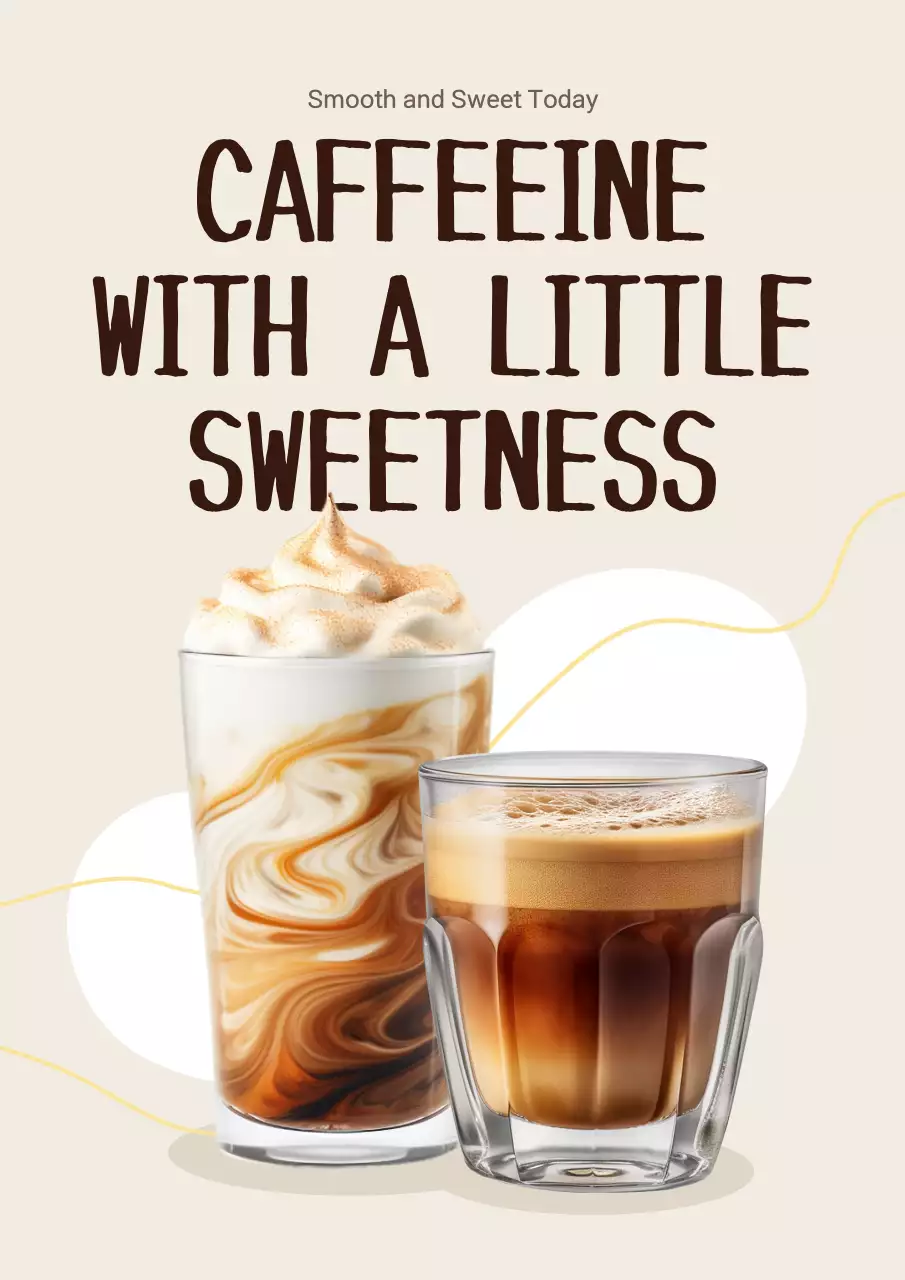 베이지색의 단순한 카페 아트웍 전단지