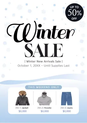 White Minimal Winter Sale Promotion Poster