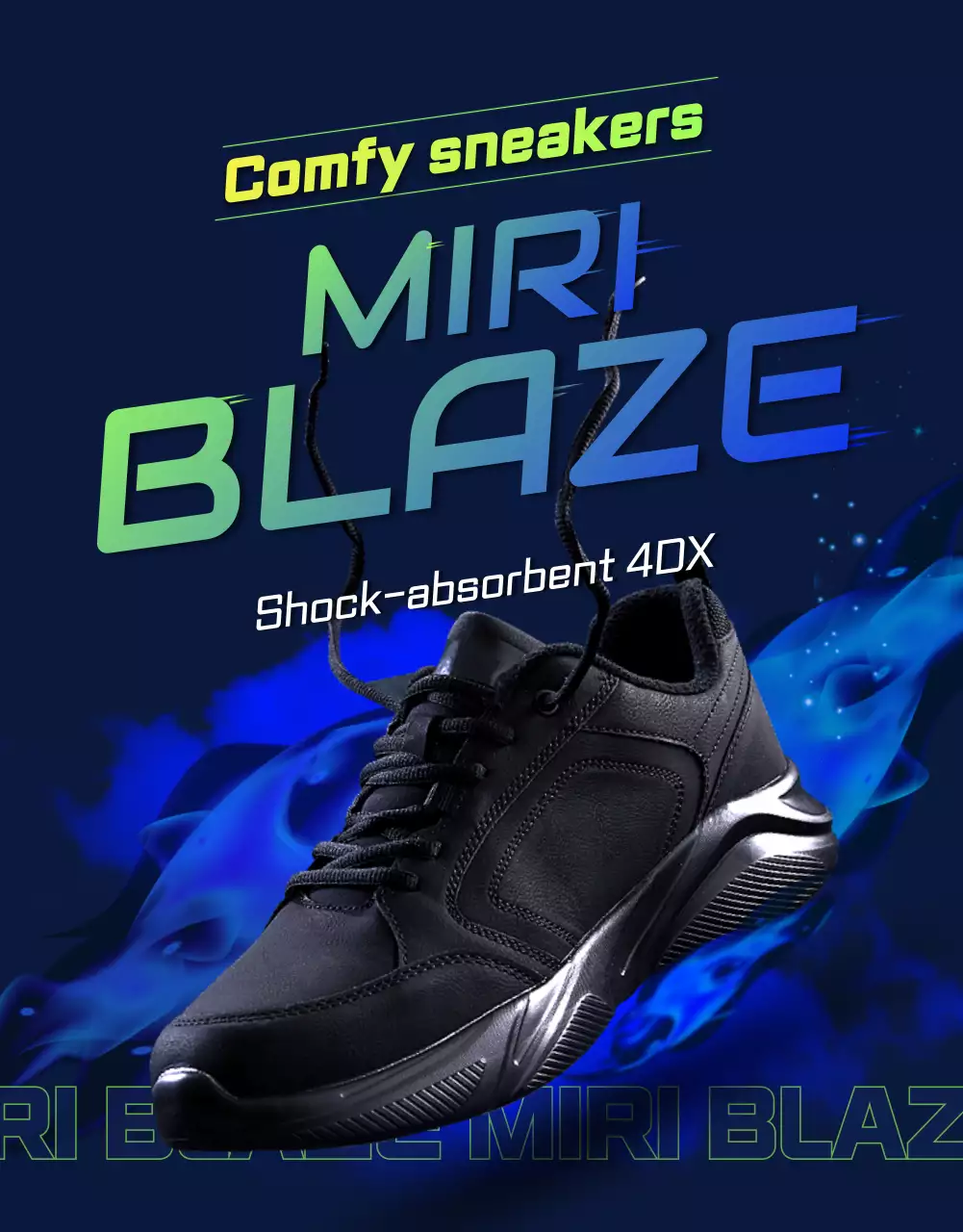 Sporty, tough outdoor sneakers in navy and fluorescent colors