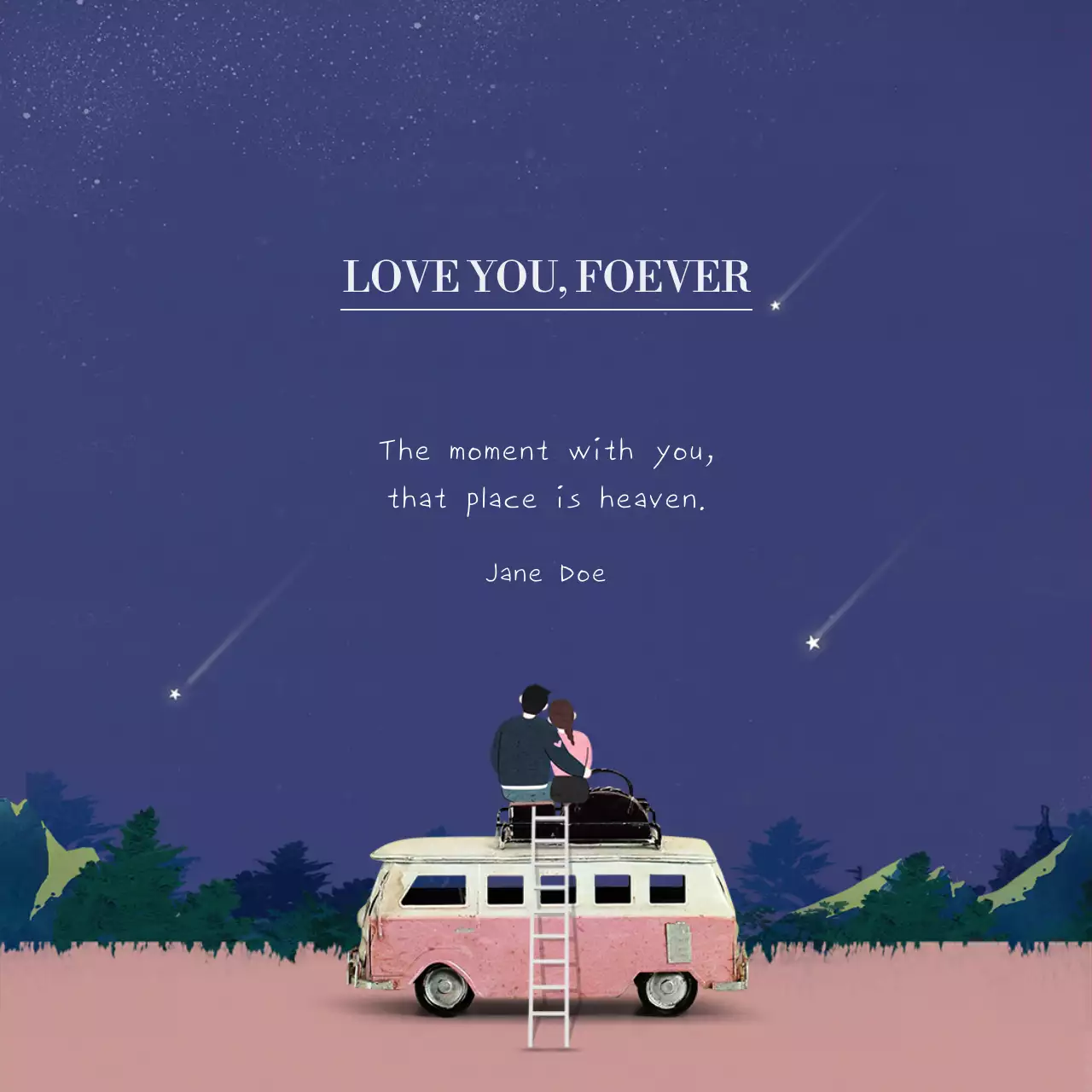 블루 빈티지 러브 초대장 소셜 미디어 게시물