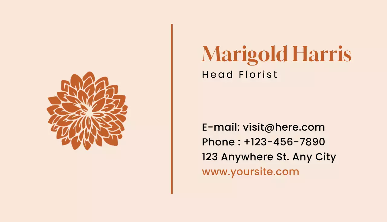Orange Elegant Florist Business Card