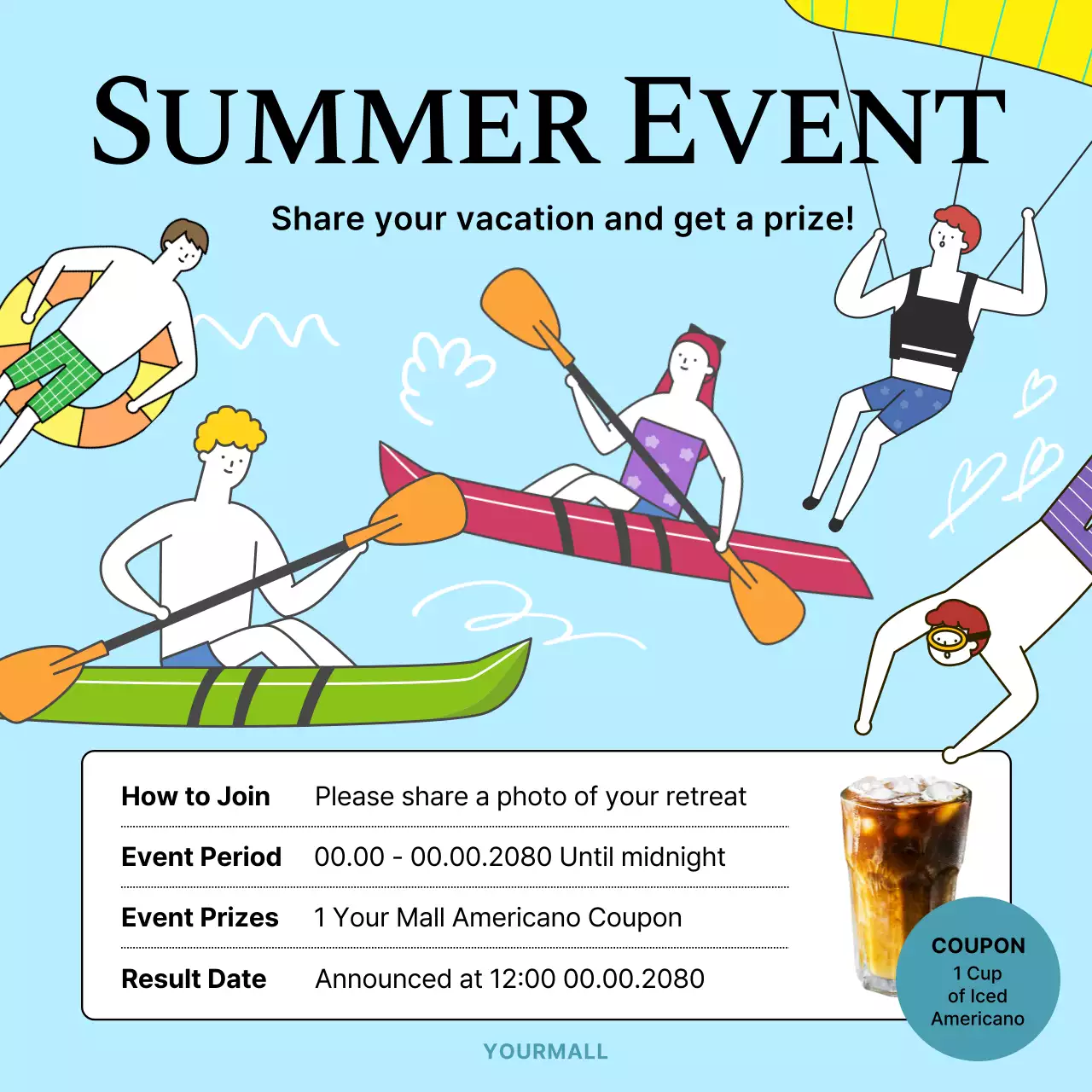 Promote summer events with a pop of light blue