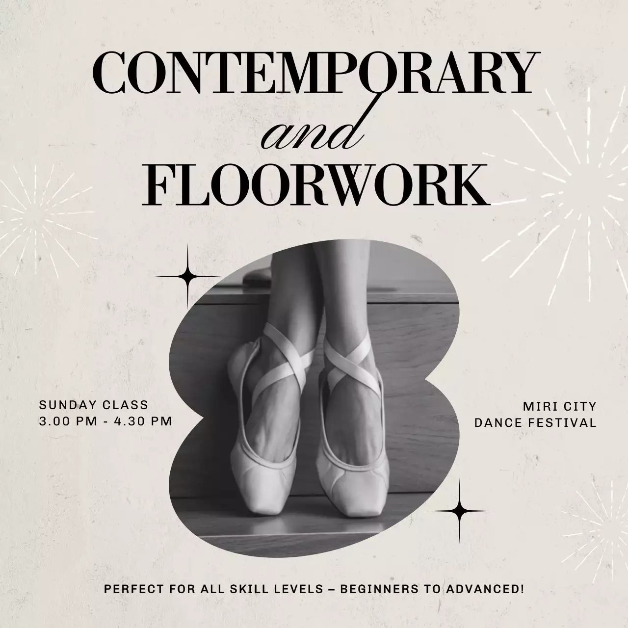 베이지 엘레강트 댄스 이벤트 소셜 미디어 게시물