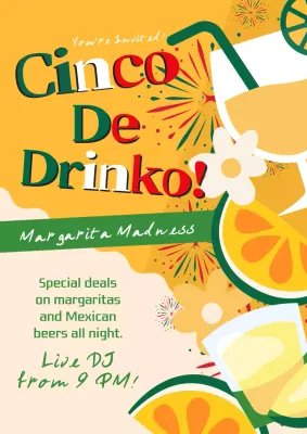 Yellow and Green Trendy Cinco de Mayo Drinks Event Publicity